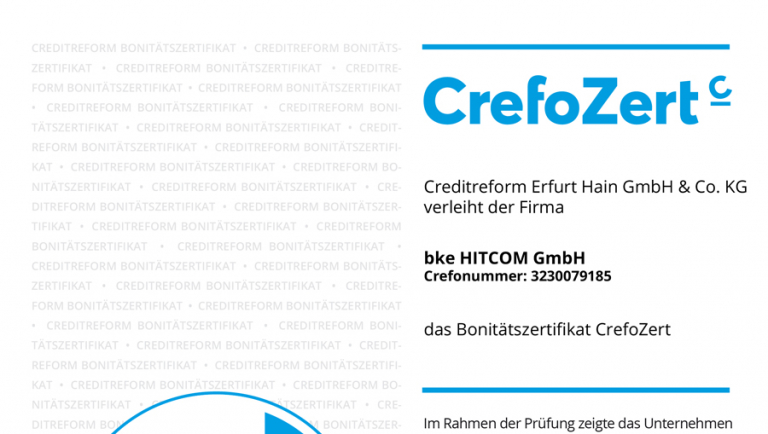 bke Hitcom GmbH receives credit rating certification